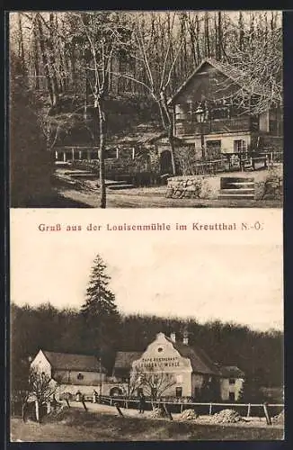 AK Kreuttal /N.-Ö., Cafe-Restaurant Louisenmühle, Ortspartie