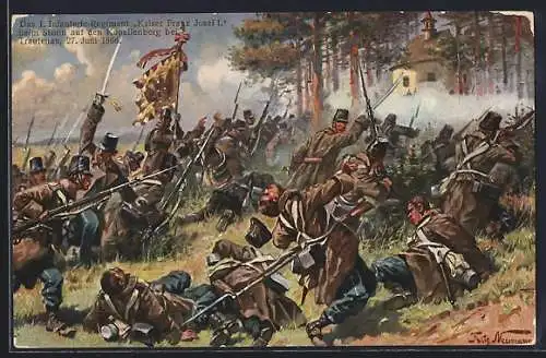 AK Trautenau / Trutnov, italienischer Unabhängigkeitskrieg, das 1. Infanterie-Regiment Kaiser Franz Josef I.