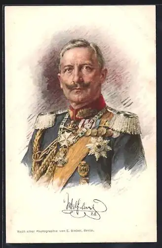 AK Portrait Kaiser Wilhelm II., Rotes Kreuz