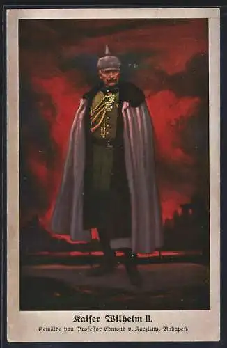 Künstler-AK Kaiser Wilhelm II. in Uniform mit Pickelhaube