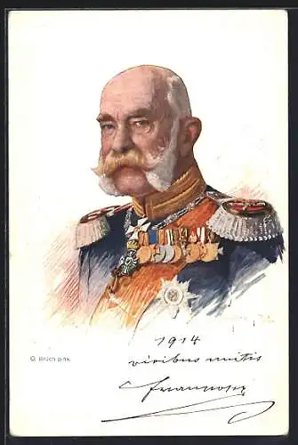 AK Kaiser Franz Josef I. von Österreich in Uniform, 1914