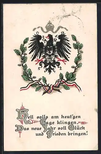 Präge-AK Hell solls am heutgen Tage klingen, Reichsadler im Eichenkranz