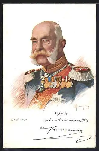 AK Kaiser Franz Josef I. von Österreich in Uniform mit Orden