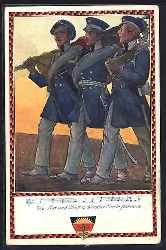 Künstler-AK Karl Friedrich Gsur, Deutscher Schulverein NR 369: Befreiungskriege, Wo Mut und Kraft in deutscher Seele...