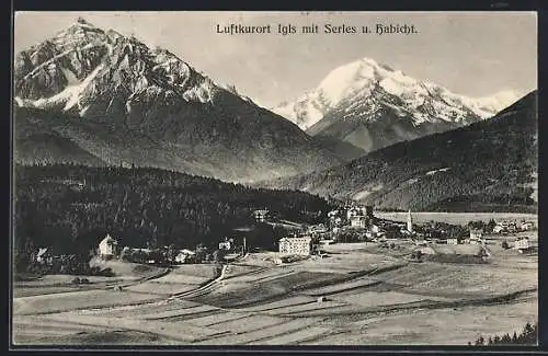 AK Igls, Ortsansicht mit Serles und Habicht