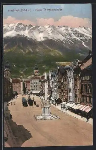 AK Innsbruck, Maria-Theresienstrasse gegen die Berge