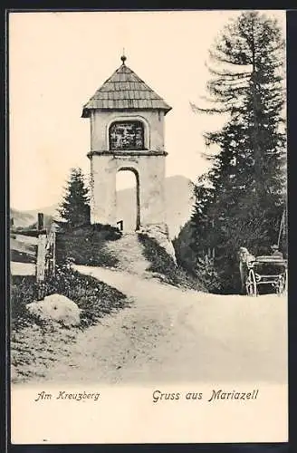 AK Mariazell, Wegpartie am Kreuzberg