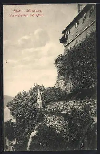 AK Graz, Schlossberg, Starkehäuschen und Kastell