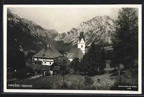 AK Tragöss-Oberort, Ortspartie mit Kirche