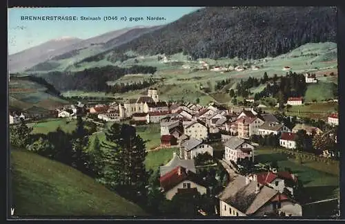 AK Steinach /Brennerstrasse, Teilansicht mit Kirche gegen Norden