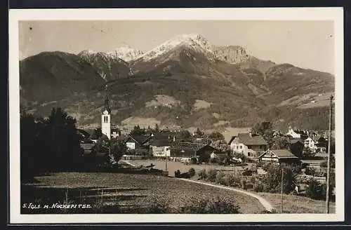 AK Igls, Teilansicht mit Kirche und Nockspitze