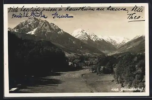 AK Innsbruck, Gasthof Grünwalderhof mit Blick ins Tal