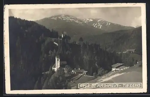 AK St. Kathrein-Tiezens, Teilansicht mit Kirchen