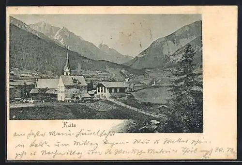 AK Kals, Ortsansicht mit dem Hochgebirge