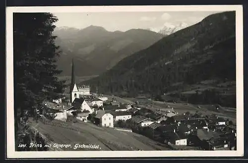 AK Trins /Gschnitztal, Ortsansicht mit Olperer