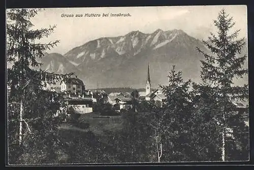 AK Mutters bei Innsbruck, Ortsansicht von einer Anhöhe aus