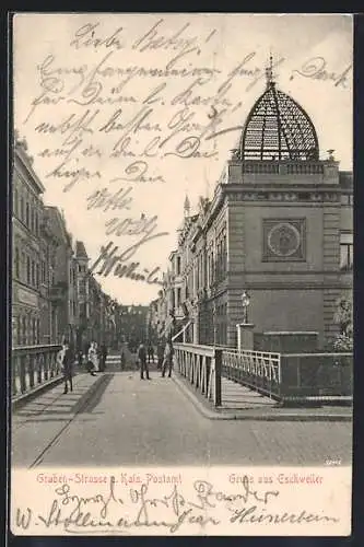 AK Eschweiler, Grabenstrasse und Kaiserliches Postamt