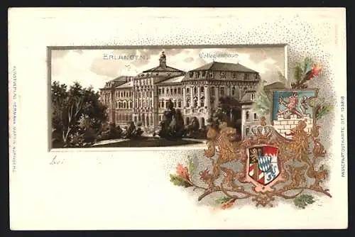 Passepartout-Lithographie Erlangen, Collegienhaus, Wappen