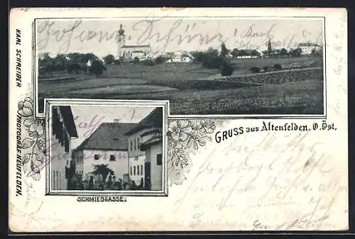 AK Altenfelden /O. Öst., Panorama und Schmiedgasse Strassenpartie