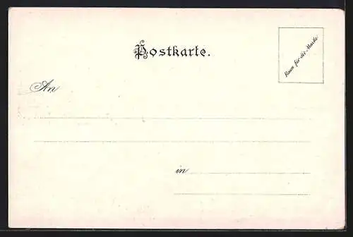 Lithographie Ischl, Hotel Gold. Stern, Ortsansicht