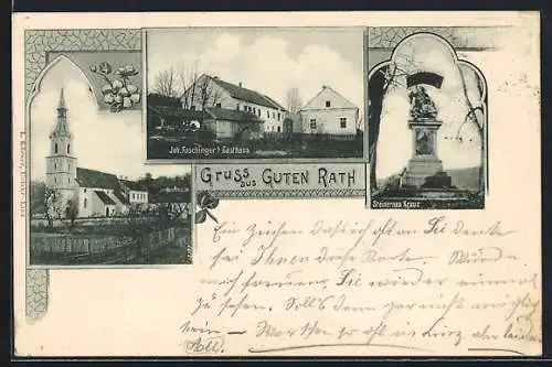 AK Wilhering /O.-Oe., Dörnbach, Gruss aus Guten Rath, Joh. Fischinger`s Gasthaus und Steinernes Kreuz