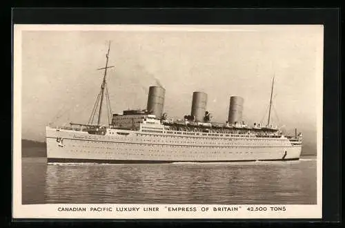 AK Passagierschiff Empress of Britain nahe der Küste, Canadian Pacific Liner