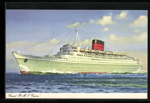 AK Passagierschiff R.M.S. Caronia auf hoher See, Cunard Line