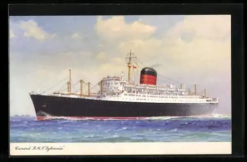 Künstler-AK Passagierschiff R.M.S. Sylvania auf See unterwegs, Cunard Line