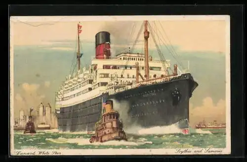 Künstler-AK Passagierschiffe Scythia and Samaria, Cunard White Star