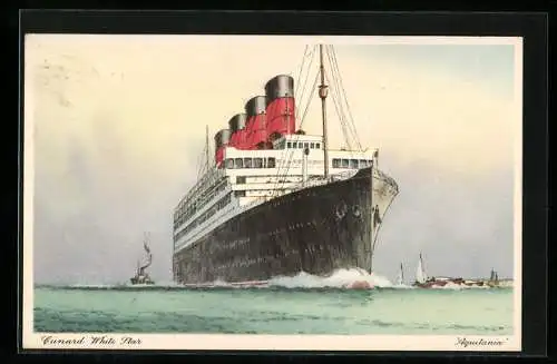 AK Passagierschiff Aquitania umringt von kleinen Booten, Cunard White Star