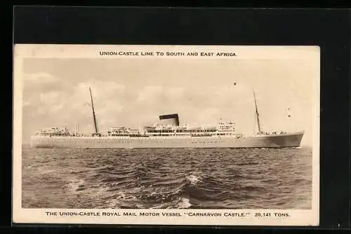 AK Passagierschiff RMMV Carnarvon Castle auf hoher See, Union-Castle Line to South and East Africa