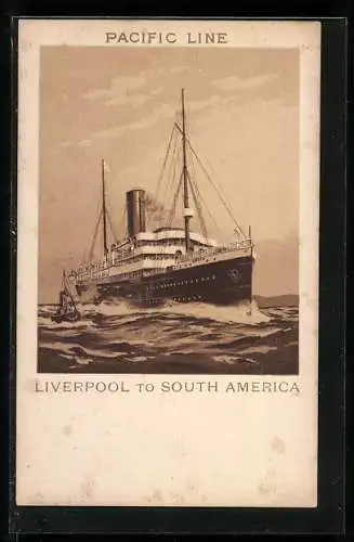 Lithographie Passagierschiff Orita pflügt durchs Meer, Pacific Liner