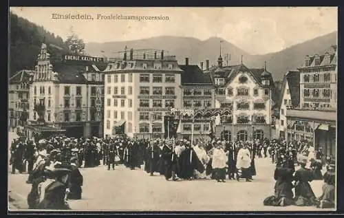 AK Einsiedeln, Fronleichnamsprozession am Rathaus