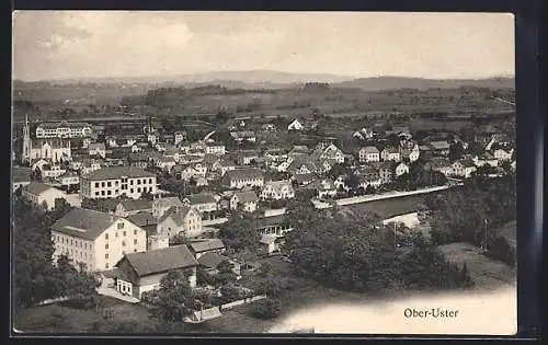 AK Ober-Uster, Ortsansicht aus der Vogelschau