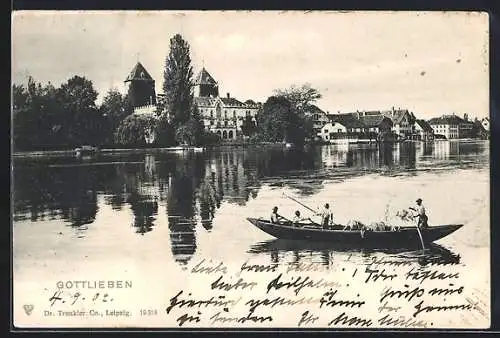 AK Gottlieben, Teilansicht mit See und Boot