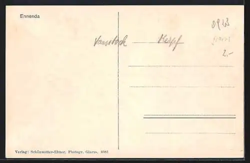 AK Ennenda, Ortsansicht mit Bergpanorama