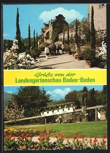 AK Baden-Baden, Landesgartenschau 1981, Schloss und Einschienenbahn People Poster