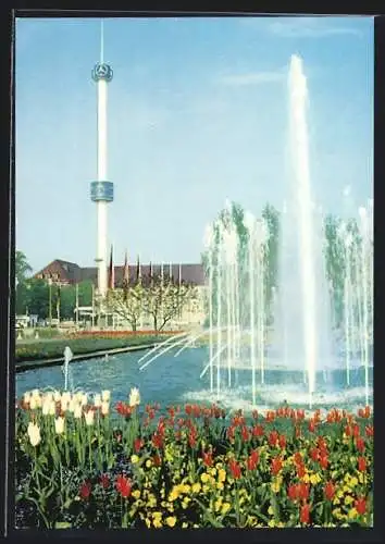 AK Karlsruhe, Bundesgartenschau 1967, Der Aussichtsturm am Festplatz