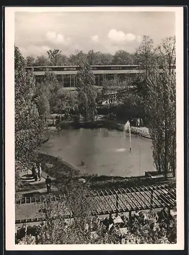 AK Hannover, Messe, Teich auf dem Ausstellungsgelände