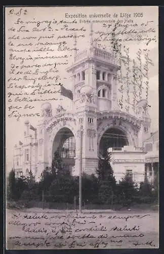 AK Liege, Exposition universelle 1905, Entree monumentale des Halls