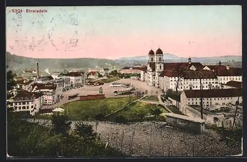 AK Einsiedeln, Ortsansicht mit dem Kloster