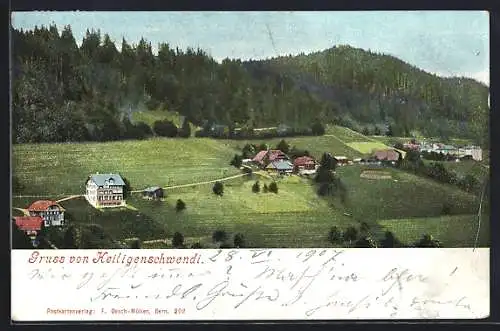 AK Heiligenschwendi, Blick auf die Villen am Hang