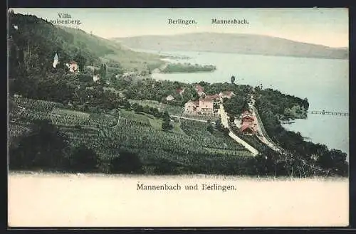 AK Mannenbach, Panoramablick mit Berlingen und der Villa Louisenberg