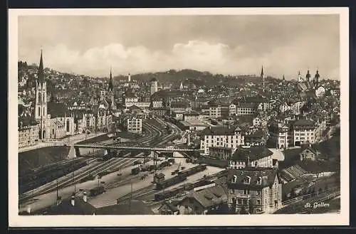 AK St. Gallen, Ortsansicht mit Verladebahnhof