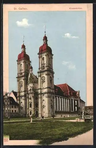 AK St. Gallen, Blick auf die Klosterkirche