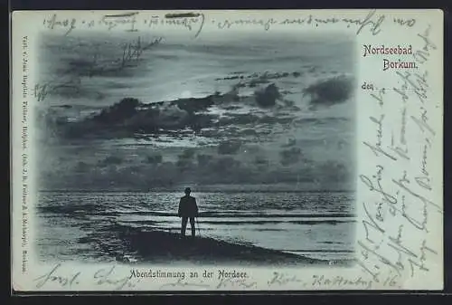 Mondschein-AK Borkum, Abendstimmung an der Nordsee