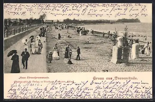 AK Travemünde, Belebte Szene von der neuen Strandpromenade