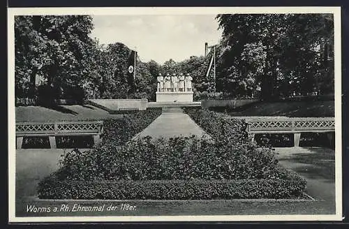 AK Worms, Blick auf das Ehrenmal der 118er