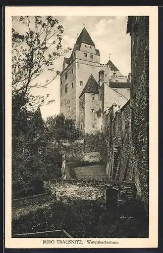 AK Landshut, der Wittelsbacherturm der Burg Trausnitz