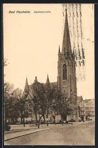 AK Bad Nauheim, Strassenpartie mit Dankeskirche